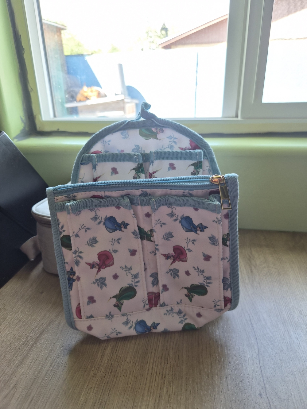 Loungefly Pink Floral Bird Organizer Pouch with Blue Trim